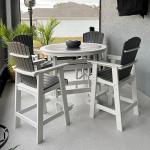 kevinplus Outdoor Patio Table Bar Height Table and Bar Chairs Set of 4, for Garden Backyard Poolside Balcony, Umbrella Hole (5 PCS, Grey and White)