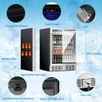 Erivess 24 inch Beverage Refrigerator, Under Counter Small Refrigerator, 166 Can/5.3 Cubic Large Fridge with Glass Front Door for Soda Wine Beer, Adjustable Temperature Control for Home Office(Silver)