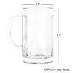4 Pack Heavy-Duty Glass Mugs - 16oz Beer Glasses, Large with Handle, Freezer Safe, Classic Beer Mug Set for Bar & Beverages