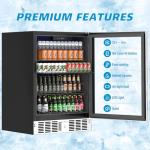 Erivess 24 inch Beverage Refrigerator, Under Counter Small Refrigerator, 166 Can/5.3 Cubic Large Fridge with Glass Front Door for Soda Wine Beer, Adjustable Temperature Control for Home Office(Silver)