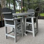 kevinplus Outdoor Patio Table Bar Height Table and Bar Chairs Set of 4, for Garden Backyard Poolside Balcony, Umbrella Hole (5 PCS, Grey and White)