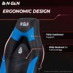 N-GEN Video Gaming Chair Ergonomic Computer Desk Office Chair with Lumbar Support Adjustable Height Swivel Wheels Flip-Up Arms PU Leather Home and Office (Blue)