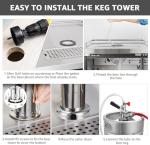 Upgraded Adjustable Beer Tap Tower 3" Dual Tap Kegerator Tower Beer Tower Dispenser, Flow Control Self-Closing Beer Faucet with Pre-Assembled Keg Lines Kegerator Parts Kits