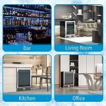 Erivess 24 inch Beverage Refrigerator, Under Counter Small Refrigerator, 166 Can/5.3 Cubic Large Fridge with Glass Front Door for Soda Wine Beer, Adjustable Temperature Control for Home Office(Silver)