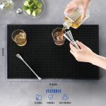 Commercial Standard Bar Mats 4 Pack, 18 x 12 Inch Rubber Non Slip Service Mats for Cocktail Mixing, Coffee Bar Drying, Dish & Countertop Protection for Bars & Cafes (Black)