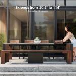 Transformer Table - Extendable Outdoor Dining Set up to 12, Expandable Patio Table, Weather-Resistant Patio Furniture, Dark Walnut, Brown (Table + Bench + 4 Chairs + Bar Cart)