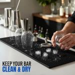 Commercial Standard Bar Mats 4 Pack, 18 x 12 Inch Rubber Non Slip Service Mats for Cocktail Mixing, Coffee Bar Drying, Dish & Countertop Protection for Bars & Cafes (Black)