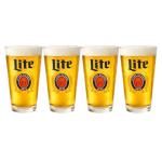 LORD'S ROCKS Miller Lite Beer Glasses 16oz Pint Glass - Set of 4 Authentically Licensed Compatible