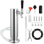 Ferroday Single Beer Tap Draft Beer Tower, Stainless Steel Kegerator Parts Kit with Brass Faucet Stainless Core Keg Tap, Preassembled Line Keg Tower, 3" Kegerator Tower for Countertop and Kegerator