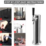 Ferroday Single Beer Tap Draft Beer Tower, Stainless Steel Kegerator Parts Kit with Brass Faucet Stainless Core Keg Tap, Preassembled Line Keg Tower, 3" Kegerator Tower for Countertop and Kegerator