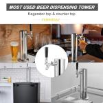 Ferroday Single Beer Tap Draft Beer Tower, Stainless Steel Kegerator Parts Kit with Brass Faucet Stainless Core Keg Tap, Preassembled Line Keg Tower, 3" Kegerator Tower for Countertop and Kegerator