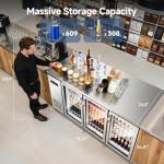 BODEGACOOLER Commercial Back Bar Refrigerator with 3 Glass Door, 20.5 Cu.Ft Beverage Cooler for Beer, Soda, Wine with LED Display & SUS 304 Stainless Steel Exterior