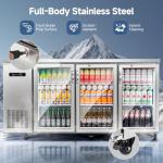 BODEGACOOLER Commercial Back Bar Refrigerator with 3 Glass Door, 20.5 Cu.Ft Beverage Cooler for Beer, Soda, Wine with LED Display & SUS 304 Stainless Steel Exterior