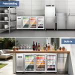 BODEGACOOLER Commercial Back Bar Refrigerator with 3 Glass Door, 20.5 Cu.Ft Beverage Cooler for Beer, Soda, Wine with LED Display & SUS 304 Stainless Steel Exterior