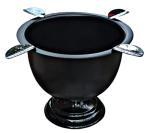 Cigar Ashtray Made In Iron Metal Tall Deep Bowl Box Pressed Wind Resistant Ashtray With 4 Stirrup (Black)