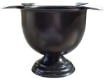 Cigar Ashtray Made In Iron Metal Tall Deep Bowl Box Pressed Wind Resistant Ashtray With 4 Stirrup (Black)