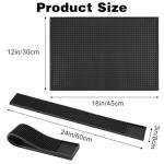 4 Pcs Rubber Bar Mats, Barber Mat, Non-Slip Spill Mats for Countertop, Bartending, Home Kitchen, Coffee Bars, Restaurants, Black, 18x12 inch + 24x3 inch