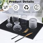 4 Pcs Rubber Bar Mats, Barber Mat, Non-Slip Spill Mats for Countertop, Bartending, Home Kitchen, Coffee Bars, Restaurants, Black, 18x12 inch + 24x3 inch