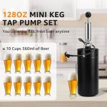 Chciyich 128 Oz Mini Keg Growler with Beer Tap System, 3.6L Keg Tap Pump Pressurized Hand Pump Draft Beer Dispenser for Homebrewing Picnic Parties, Black
