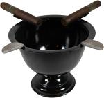 Cigar Ashtray Made In Iron Metal Tall Deep Bowl Box Pressed Wind Resistant Ashtray With 4 Stirrup (Black)
