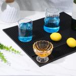 4 Pcs Rubber Bar Mats, Barber Mat, Non-Slip Spill Mats for Countertop, Bartending, Home Kitchen, Coffee Bars, Restaurants, Black, 18x12 inch + 24x3 inch