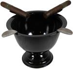 Cigar Ashtray Made In Iron Metal Tall Deep Bowl Box Pressed Wind Resistant Ashtray With 4 Stirrup (Black)