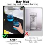 4 Pcs Rubber Bar Mats, Barber Mat, Non-Slip Spill Mats for Countertop, Bartending, Home Kitchen, Coffee Bars, Restaurants, Black, 18x12 inch + 24x3 inch