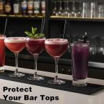 4 Pcs Rubber Bar Mats, Barber Mat, Non-Slip Spill Mats for Countertop, Bartending, Home Kitchen, Coffee Bars, Restaurants, Black, 18x12 inch + 24x3 inch