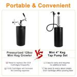 Chciyich 128 Oz Mini Keg Growler with Beer Tap System, 3.6L Keg Tap Pump Pressurized Hand Pump Draft Beer Dispenser for Homebrewing Picnic Parties, Black