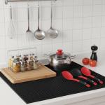 4 Pcs Rubber Bar Mats, Barber Mat, Non-Slip Spill Mats for Countertop, Bartending, Home Kitchen, Coffee Bars, Restaurants, Black, 18x12 inch + 24x3 inch