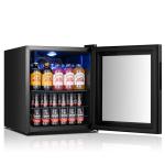 Yeego Beverage Refrigerator, 65 Can Mini Fridge with Glass Door, Digital Temperature Control 34°F-54°F, Countertop Drink Cooler for Soda, Beer and Wine, Black