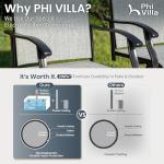 PHI VILLA 7 Piece High Top Patio Bar Set, Outdoor Bar Height Table and Chairs Dining Furniture Set with 6 Outdoor Swivel Bar Stools Grey & 1 Patio Bar Table for Garden, Yard, Terrace