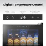 Yeego Beverage Refrigerator, 65 Can Mini Fridge with Glass Door, Digital Temperature Control 34°F-54°F, Countertop Drink Cooler for Soda, Beer and Wine, Black
