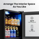 Yeego Beverage Refrigerator, 65 Can Mini Fridge with Glass Door, Digital Temperature Control 34°F-54°F, Countertop Drink Cooler for Soda, Beer and Wine, Black