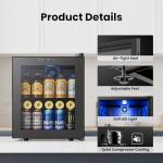 Yeego Beverage Refrigerator, 65 Can Mini Fridge with Glass Door, Digital Temperature Control 34°F-54°F, Countertop Drink Cooler for Soda, Beer and Wine, Black