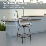 PHI VILLA 7 Piece High Top Patio Bar Set, Outdoor Bar Height Table and Chairs Dining Furniture Set with 6 Outdoor Swivel Bar Stools Grey & 1 Patio Bar Table for Garden, Yard, Terrace