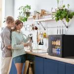 Yeego Beverage Refrigerator, 65 Can Mini Fridge with Glass Door, Digital Temperature Control 34°F-54°F, Countertop Drink Cooler for Soda, Beer and Wine, Black