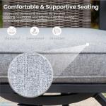 PHI VILLA 7 Piece Outdoor Bar Set, Counter Height Patio Bar Furniture with Rattan Wicker Swivel Bar Stools Cushioned Chairs Grey & Rectangle Bar Dining Table for Garden,Yard and Deck