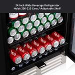 Velieta 24 Inch Beverage Refrigerator Cooler,210 Cans Wide Beverage and Beer Fridge with Glass Door and Powerful Cooling Compressor, Built-in/Freestanding Drink Fridge for Kitchen, Bar or Office