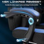 Video Game Chair for Adults, Gaming Chair with Footrest, Big and Tall Computer Chair with Massage Lumbar Support 330lbs Weight Capacity, Adjustable Height, 360° Swivel Seat and Headrest (Blue)