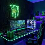 SOCCMIX Green Energy Neon Sign Wall Decor for Bedroom – Man Cave LED Light for Gaming Room & Drinks Bar | Stylish Mark Neon Art Gift for Men - 15.75" x 12.8"