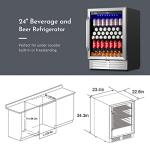 Velieta 24 Inch Beverage Refrigerator Cooler,210 Cans Wide Beverage and Beer Fridge with Glass Door and Powerful Cooling Compressor, Built-in/Freestanding Drink Fridge for Kitchen, Bar or Office