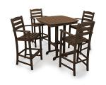 POLYWOOD La Casa Café Bar Set Mahogany - 5-Piece Outdoor Bar Height Patio Furniture - HDPE Bar Table and 4 Stools - Commercial Grade Pub Set for Deck, Balcony, Garden