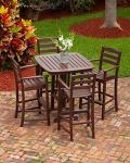 POLYWOOD La Casa Café Bar Set Mahogany - 5-Piece Outdoor Bar Height Patio Furniture - HDPE Bar Table and 4 Stools - Commercial Grade Pub Set for Deck, Balcony, Garden