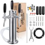 IMAICTUU Triple Tap Kegerator Tower with Adjustable Flow Control Valve, Upgraded 3" Draft Beer Tower Kegerator Parts Stainless Core Self-Closing Beer Faucet for Kegerator Countertop