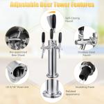 IMAICTUU Triple Tap Kegerator Tower with Adjustable Flow Control Valve, Upgraded 3" Draft Beer Tower Kegerator Parts Stainless Core Self-Closing Beer Faucet for Kegerator Countertop