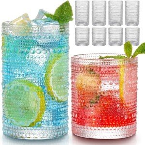 Vintage Hobnail Highball & Cocktail Glass Set