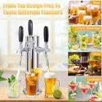 IMAICTUU Triple Tap Kegerator Tower with Adjustable Flow Control Valve, Upgraded 3" Draft Beer Tower Kegerator Parts Stainless Core Self-Closing Beer Faucet for Kegerator Countertop