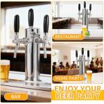 IMAICTUU Triple Tap Kegerator Tower with Adjustable Flow Control Valve, Upgraded 3" Draft Beer Tower Kegerator Parts Stainless Core Self-Closing Beer Faucet for Kegerator Countertop