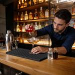 Facmogu 2PCS 12" x 6" Rubber Bar Mats, PVC Bar Service Mats for Cocktail Bartender, Spill Cup Pads Glass Whiskey Coffee Wine Tea Beer Coaster Placemats
